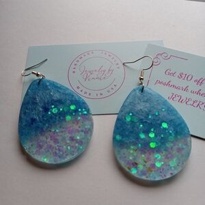 Hand Crafted Blue Teardrop Earrings
